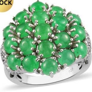 Green Jade And Zircon Ring